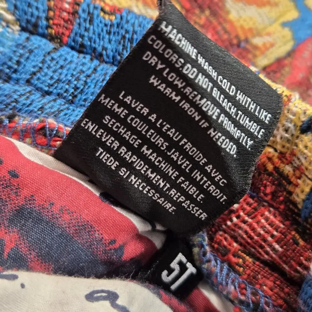 Rockstar Original Finn Slim Flare Tapestry Pants Boys sz 5T Blue Multi Floral - Picture 12 of 16